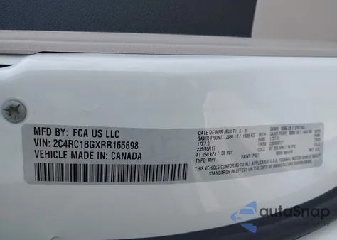 2024 Chrysler Pacifica Touring L из США, поврежденный, VIN 2C4RC1BGXRR165698